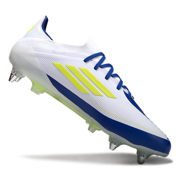 Adidas F50 Primeknit Elite Mixed Studs SG White, Blue and Yellow Football Boot