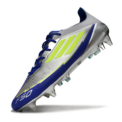 Adidas F50 Elite Mixed Studs SG Messi Silver and Blue Football Boot