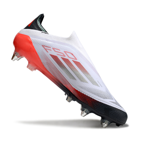 Adidas F50 Laceless Elite Mixed Studs SG White, Grey and Orange Football Boot