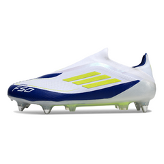 Adidas F50 Laceless Elite Mixed Studs SG Messi White and Blue Football Boot