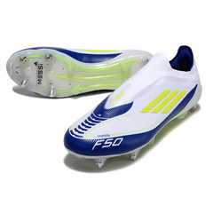 Adidas F50 Laceless Elite Mixed Studs SG Messi White and Blue Football Boot