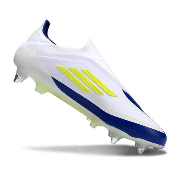 Adidas F50 Laceless Elite Mixed Studs SG Messi White and Blue Football Boot