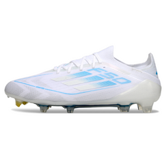 Adidas F50 Primeknit Elite White and Light Blue Firm Ground FG Football Boot