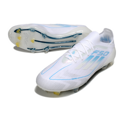 Adidas F50 Primeknit Elite White and Light Blue Firm Ground FG Football Boot