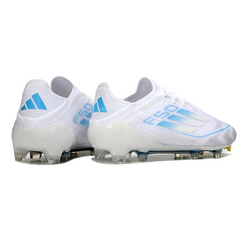 Adidas F50 Primeknit Elite White and Light Blue Firm Ground FG Football Boot