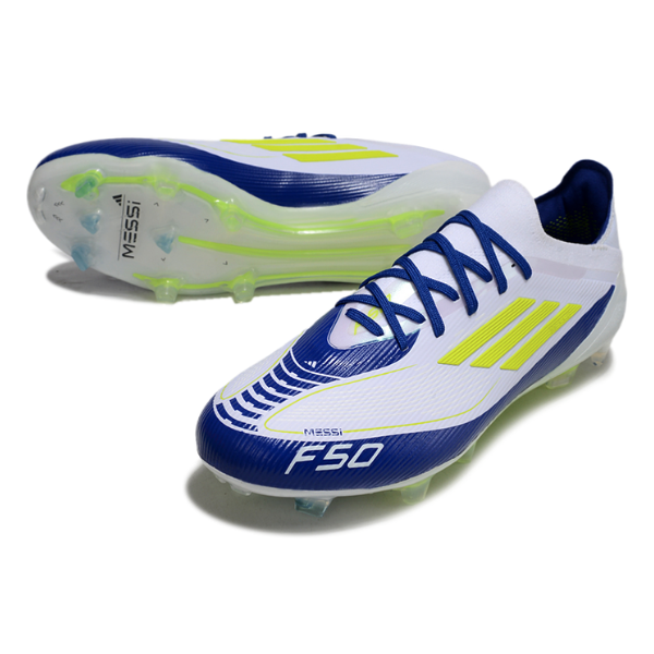 Adidas F50 Primeknit Elite Messi White Blue Yellow Firm Ground FG Football Boot
