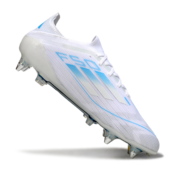Adidas F50 Primeknit Elite Mixed Studs SG White and Light Blue Football Boot