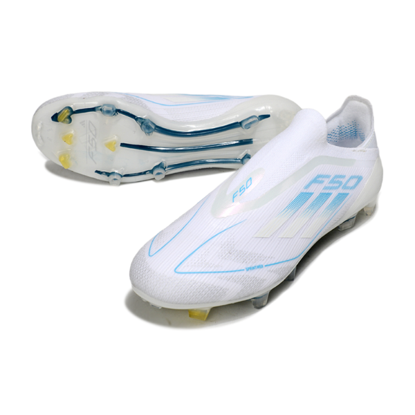 Adidas F50 Laceless Elite White and Light Blue Pack Firm Ground FG Football Boot