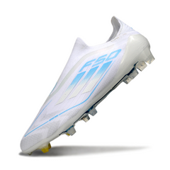 Adidas F50 Laceless Elite White and Light Blue Pack Firm Ground FG Football Boot