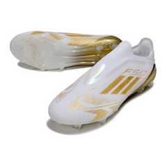 Adidas F50 Laceless Elite White and Gold FG Firm Ground Football Boot