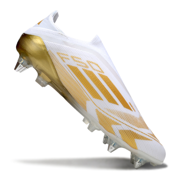 Adidas F50 Laceless Elite Mixed Studs SG White and Golden Football Boot