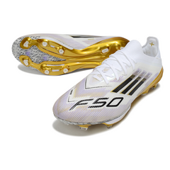 Adidas F50+ Elite White, Black, and Gold Firm Ground FG Football Boot