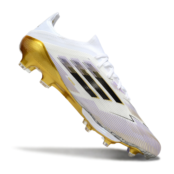Adidas F50+ Elite White, Black, and Gold Firm Ground FG Football Boot