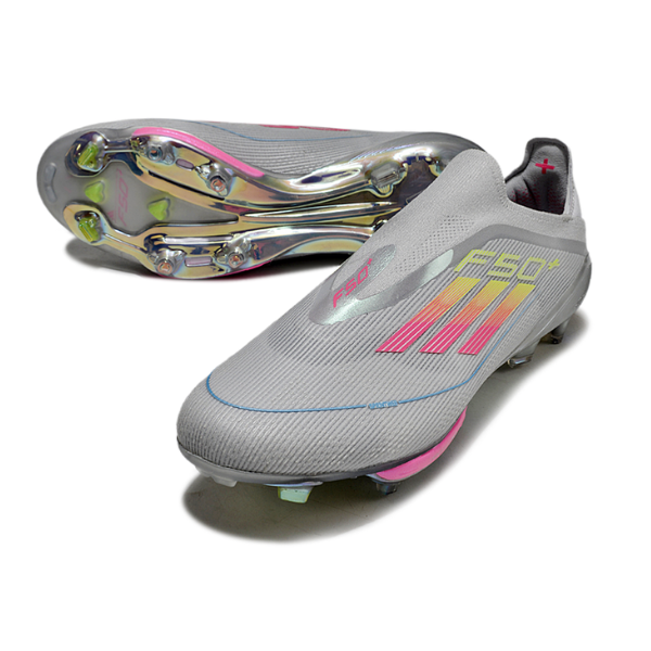 Adidas F50+ Laceless Elite Gray, Pink and Yellow Pack Firm Ground FG Football Boot