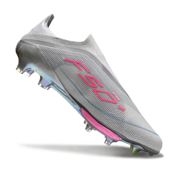 Adidas F50+ Laceless Elite Gray, Pink and Yellow Pack Firm Ground FG Football Boot