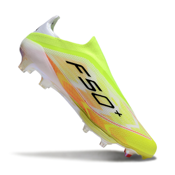Adidas F50+ Laceless Elite Green, White, and Orange Pack Firm Ground FG Football Boot