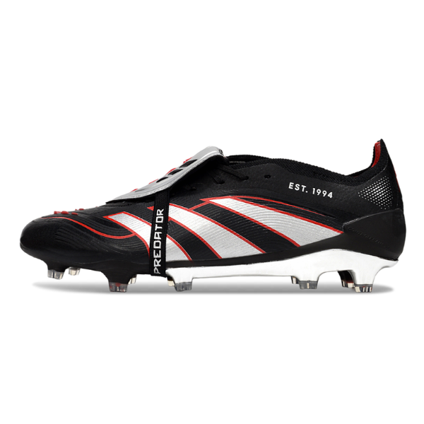 Adidas Predator 25 Tongue Elite Black, Silver and Red FG Football Boot