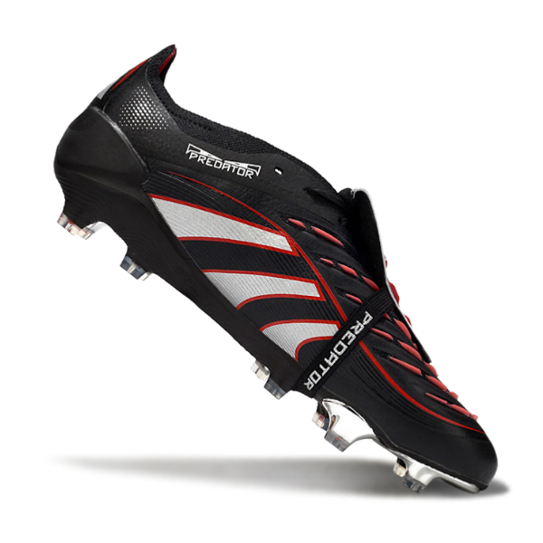 Adidas Predator 25 Tongue Elite Black, Silver and Red FG Football Boot