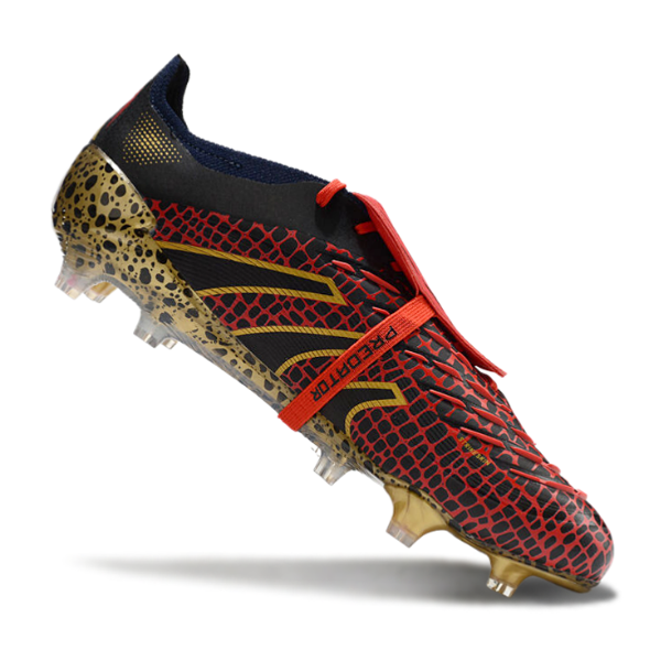 Adidas Predator 25 Tongue Elite Black, Red, and Yellow Pack Firm Ground FG Football Boot