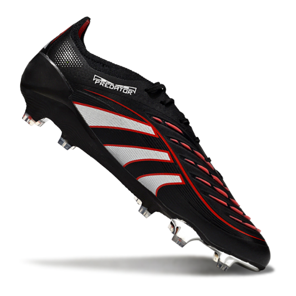 Adidas Predator 25 Elite Black, Silver, and Red Pack Firm Ground FG Football Boot