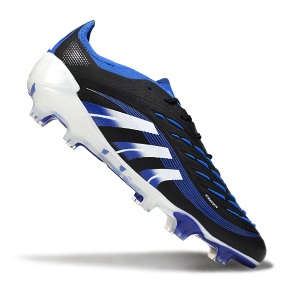 Adidas Predator 25 Elite Black, White, and Blue Firm Ground FG Football Boot
