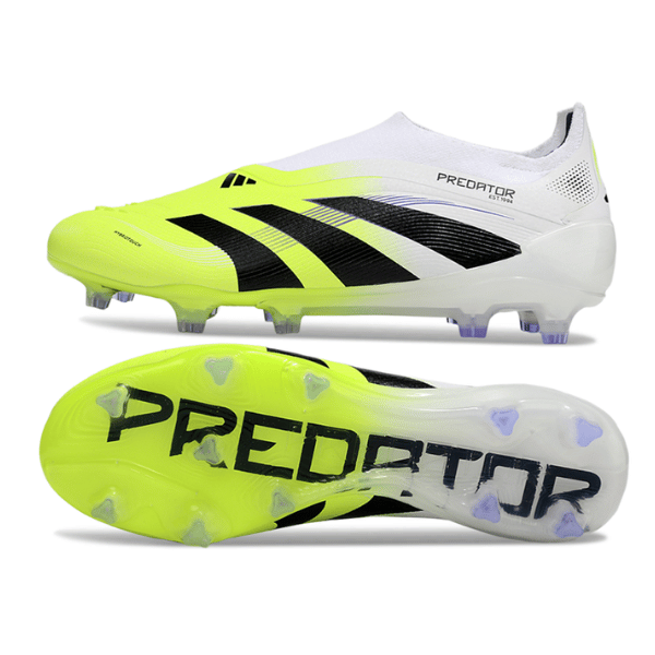 Adidas Predator 25 Elite Laceless White and Light Green Firm
