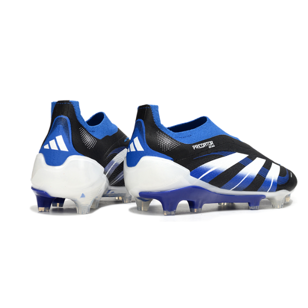 Adidas Predator 25 Laceless Elite Black, White, and Blue Firm Ground FG Football Boot
