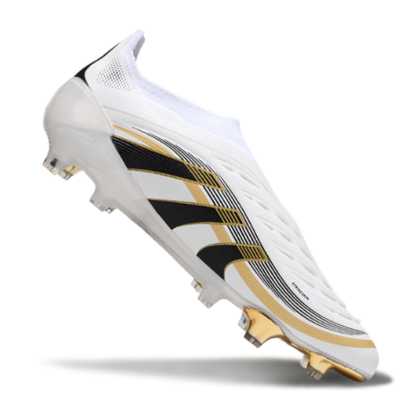 Adidas Predator 25 Laceless Elite White and Gold Pack Firm Ground FG Football Boot