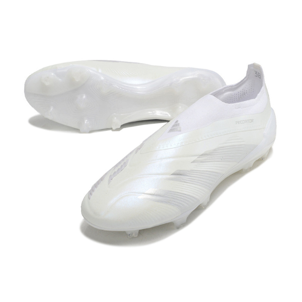 Chuteira Campo Adidas Predator 30 Elite Sem Cadarço FG Branca e Cinza - VENI Futebol