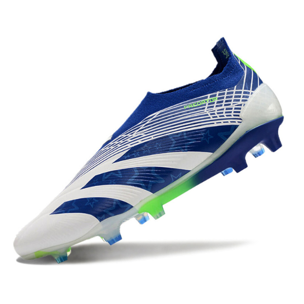 Chuteira Campo Adidas Predator 30 Elite Sem Cadarço FG Branca, Azul e Verde - VENI Futebol