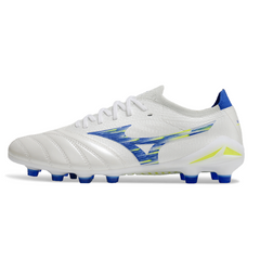 Mizuno Morelia Neo IV Elite White Blue and Yellow Firm Ground FG Football Boot