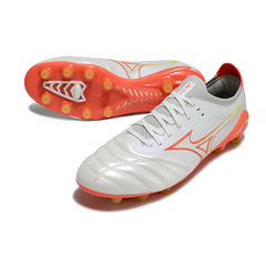Mizuno Morelia Neo IV Elite White, Orange, and Yellow Firm Ground FG Football Boot