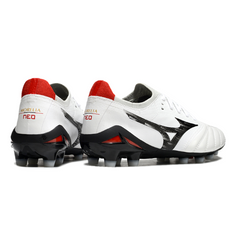 Mizuno Morelia Neo IV Elite White Black and Red Firm Ground FG Football Boot