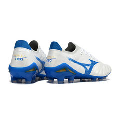 Mizuno Morelia Neo IV Elite White and Blue Firm Ground FG Football Boot