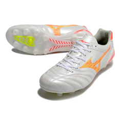 Mizuno Morelia Neo IV Pro White Orange and Yellow Firm Ground FG Football Boot