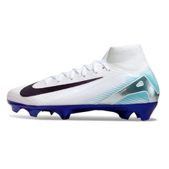 Nike Air Zoom Mercurial Superfly 10 Elite White and Blue Firm Ground FG Football Boot