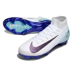 Nike Air Zoom Mercurial Superfly 10 Elite White and Blue Firm Ground FG Football Boot