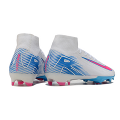 Nike Air Zoom Mercurial Superfly 10 Elite White, Pink and Blue Firm Ground FG Football Boot