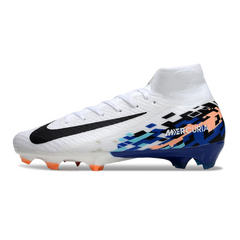 Nike Air Zoom Mercurial Superfly 10 Elite White, Blue, and Black Firm Ground FG Football Boot