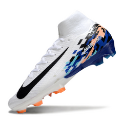 Nike Air Zoom Mercurial Superfly 10 Elite White, Blue, and Black Firm Ground FG Football Boot