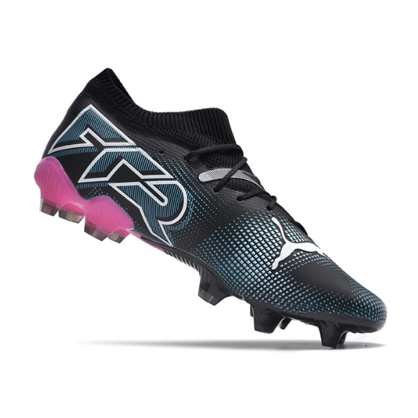 Chuteira Campo Puma Future 7 FG Preta, Azul Claro e Rosa - VENI Futebol