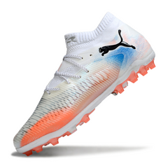 Puma Future 8 White, Orange and Blue Artificial Ground AG Football Boot