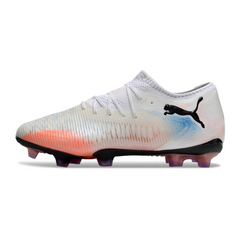Puma Future 8 Low-Cut White, Orange, and Blue Firm Ground FG Football Boot