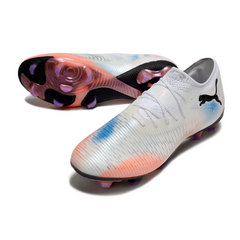 Puma Future 8 Low-Cut White, Orange, and Blue Firm Ground FG Football Boot