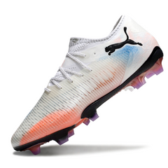 Puma Future 8 Low-Cut White, Orange, and Blue Firm Ground FG Football Boot