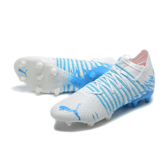 Chuteira Campo Puma Future Z 1.3 FG Branca e Azul - VN Esportes