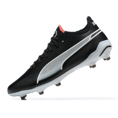 Chuteira Campo Puma King Ultimate FG Preta, Branca e Laranja - VENI Futebol