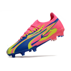 Chuteira Campo Puma Ultra Ultimate FG Rosa e Amarela - VENI Futebol