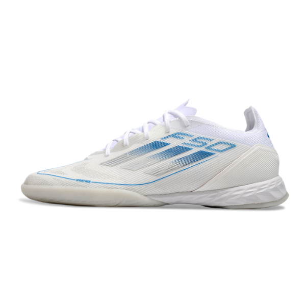 Adidas F50 Elite White and Blue Indoor IC Football Boot