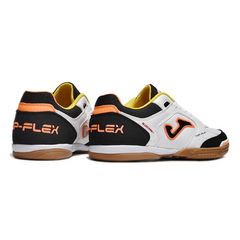 Joma Top Flex Rebound White, Black, and Orange Indoor IC Football Boot